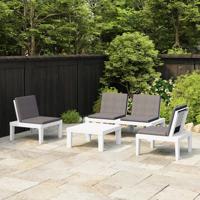 4-delige Loungeset met kussens kunststof wit