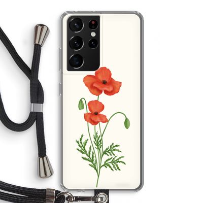 Red poppy: Samsung Galaxy S21 Ultra Transparant Hoesje met koord