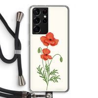 Red poppy: Samsung Galaxy S21 Ultra Transparant Hoesje met koord