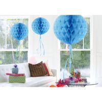 3 stuks decoratie ballen baby blauw 30 cm - Hangdecoratie - thumbnail