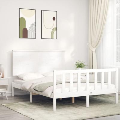 Bedframe zonder matras massief grenenhout wit 140x200 cm