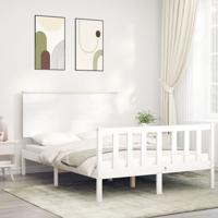 Bedframe zonder matras massief grenenhout wit 140x200 cm