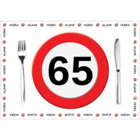 65 jaar verjaardag placemats - tafel versiering - 10x stuks - papier - 42 x 30 cm