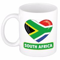 Hartjes vlag Zuid Afrika koffiemok - drink beker - white - 300 ml - supporters