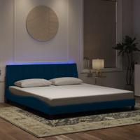 Bedframe met LED zonder matras "Hanko" fluweel blauw 180x200 cm