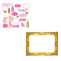 Vrijgezellenfeest Bruiloft foto props set - 20-delig - roze - party - photo booth accessoires