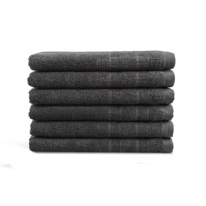 OUTLET BADTEXTIEL - set van 6 - gastendoek 30x50 - antraciet