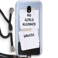 No Girls Allowed Unless: Samsung Galaxy J3 (2017) Transparant Hoesje met koord