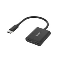 Hama Audio-adapter 2in1 USB-C-st. - 2x USB-C-aansl. Audio + Opladen - thumbnail