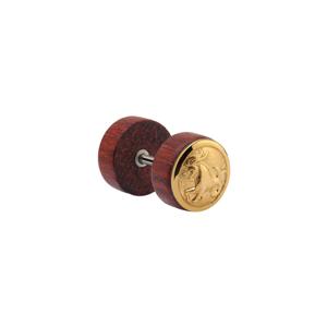 Fake plug met staal accessoire Mahogany/Chirurgisch staal 316L Fake Piercings