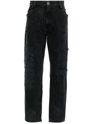 Balmain jean slim à effet usé - Noir