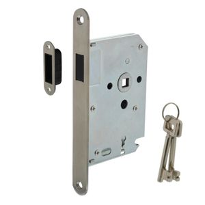 INTERSTEEL Woningbouw magneet klavier dag- en nachtslot 55mm, voorplaat afgerond rvs, 20x175, doorn 50mm incl. | Mtools