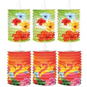 Papieren hawaii tropisch thema feest lampionnen - 6x stuks - 16 cm - Feestartikelen/versiering