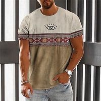 het oog van horus grafisch herenshirt tee kleurenblok tribal ronde hals kleding 3D-print buiten dagelijks korte mouw modeontwerper etnisch casual groen katoen Lightinthebox