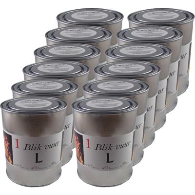 12x blik vuur tuinfakkel - 11 x 13 cm - 5-8 branduren - verlichting in blik - tuinkaars