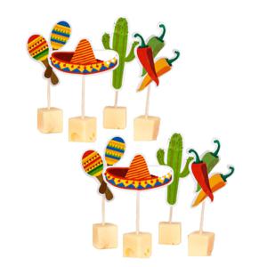 24x Mexicaanse cocktail prikkers fiesta 9 cm