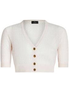 ETRO cardigan crop en laine à boutonnière - Blanc