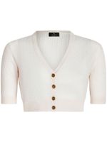 ETRO cardigan crop en laine à boutonnière - Blanc - thumbnail