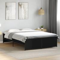 Bedframe bewerkt hout metaal zwart 120x200 cm