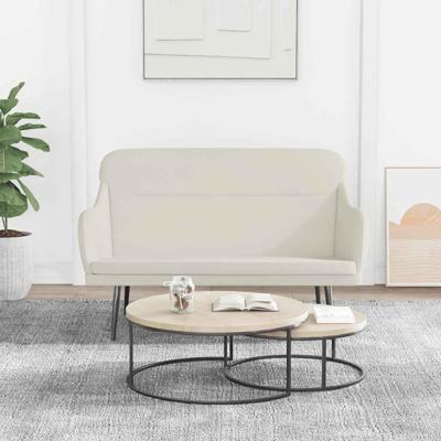 Bankje 110x76x80 cm fluweel crmekleurig