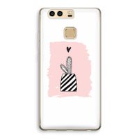 Zwart-wit cactus: Huawei P9 Transparant Hoesje