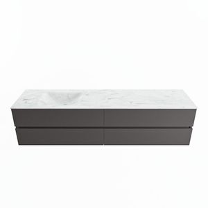 MONDIAZ VICA-DLUX 200cm badmeubel onderkast Dark grey 4 lades. Inbouw wastafel CLOUD links zonder kraangat, kleur Opalo.