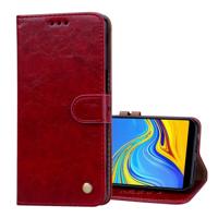 Business stijl olie Wax textuur horizontale Flip lederen case voor Galaxy J6 PLUS, met houder & kaartsleuven & portemonnee (rood)