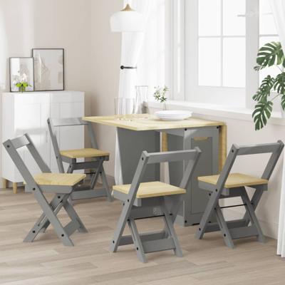 Eetkamerstoelen 4 st Corona inklapbaar massief grenenhout grijs