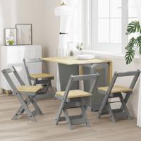 Eetkamerstoelen 4 st Corona inklapbaar massief grenenhout grijs