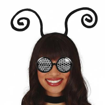 Carnaval/verkleed party bril en diadeem insect - zwart - volwassen - foute party Carnaval/verkleed party bril en diadeem insect - zwart - volwassen - foute party