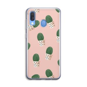Cactusprint roze: Samsung Galaxy A40 Transparant Hoesje