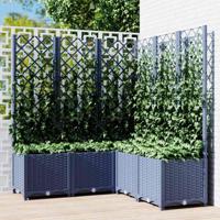 Plantenbak met latwerk 120x120x136 cm polypropeen blauwgrijs