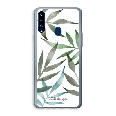 Tropical watercolor leaves: Samsung Galaxy A20s Transparant Hoesje
