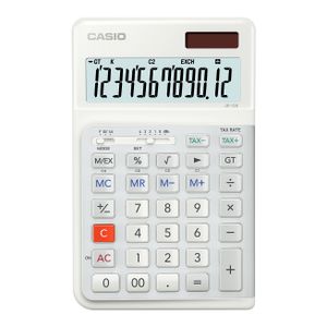 Casio JE-12E-WE Bureaurekenmachine Wit Aantal displayposities: 12 werkt op batterijen, werkt op zonne-energie (b x h x d) 111 x 178 x 24 mm
