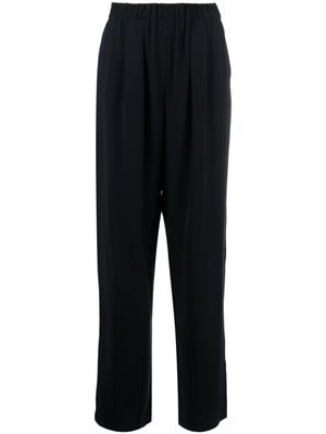 Emporio Armani pantalon taille-haute à détails plissés - Bleu