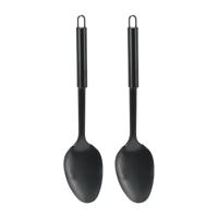 Kook/keuken gerei - 2x - opschep lepel - zwart - RVS - 32 cm