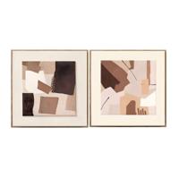 Schilderij Home ESPRIT Bruin Abstract Stads 60 x 3,5 x 60 cm (2 Stuks)