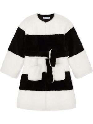 Dolce & Gabbana Kids manteau rayé en fourrure artificielle - Noir