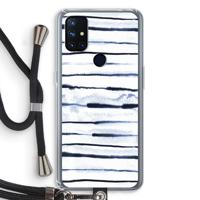Ink Stripes: OnePlus Nord N10 5G Transparant Hoesje met koord - thumbnail