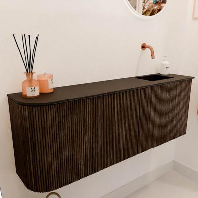 Toiletmeubel Mondiaz Joya | 111.6 cm | Meubelkleur Walnut | Faye wastafel Urban Rechts | Zonder kraangat(en) Toiletmeubel Mondiaz Joya | 111.6 cm | Meubelkleur Walnut | Faye wastafel Urban Rechts | Zonder kraangat(en)
