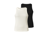 esmara 2 Geribde dames tops (Zwart/wit, S (36/38))