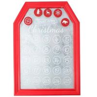 Kerst decoratie planbord / magneetbord rood 31 x 45 cm - kerst adventskalenders