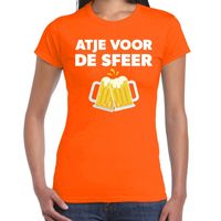 Atje voor de sfeer feest t-shirt oranje voor dames - thumbnail