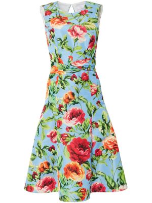 Carolina Herrera robe évasée à détail torsadé - Bleu