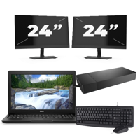 Dell Latitude 3500 - Intel Core i5-8e Generatie - 15 inch - 8GB RAM - 256GB SSD - Windows 11 Home + 2x 24 inch Monitor