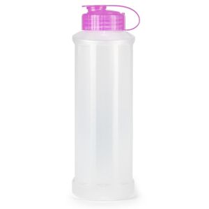 Drinkfles/waterfles/bidon - 1600 ml - transparant/roze - kunststof