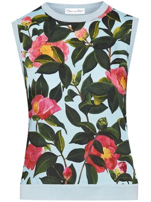 Oscar de la Renta débardeur Camellia - Bleu