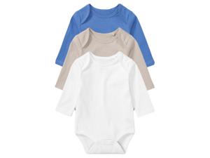 lupilu 3 baby rompertjes (74/80, Grijs/blauw/wit)