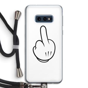 Middle finger white: Samsung Galaxy S10e Transparant Hoesje met koord