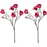 Kunstbloem Magnolia tak - 2x - 65 cm - dieproze - Kunst zijdebloemen